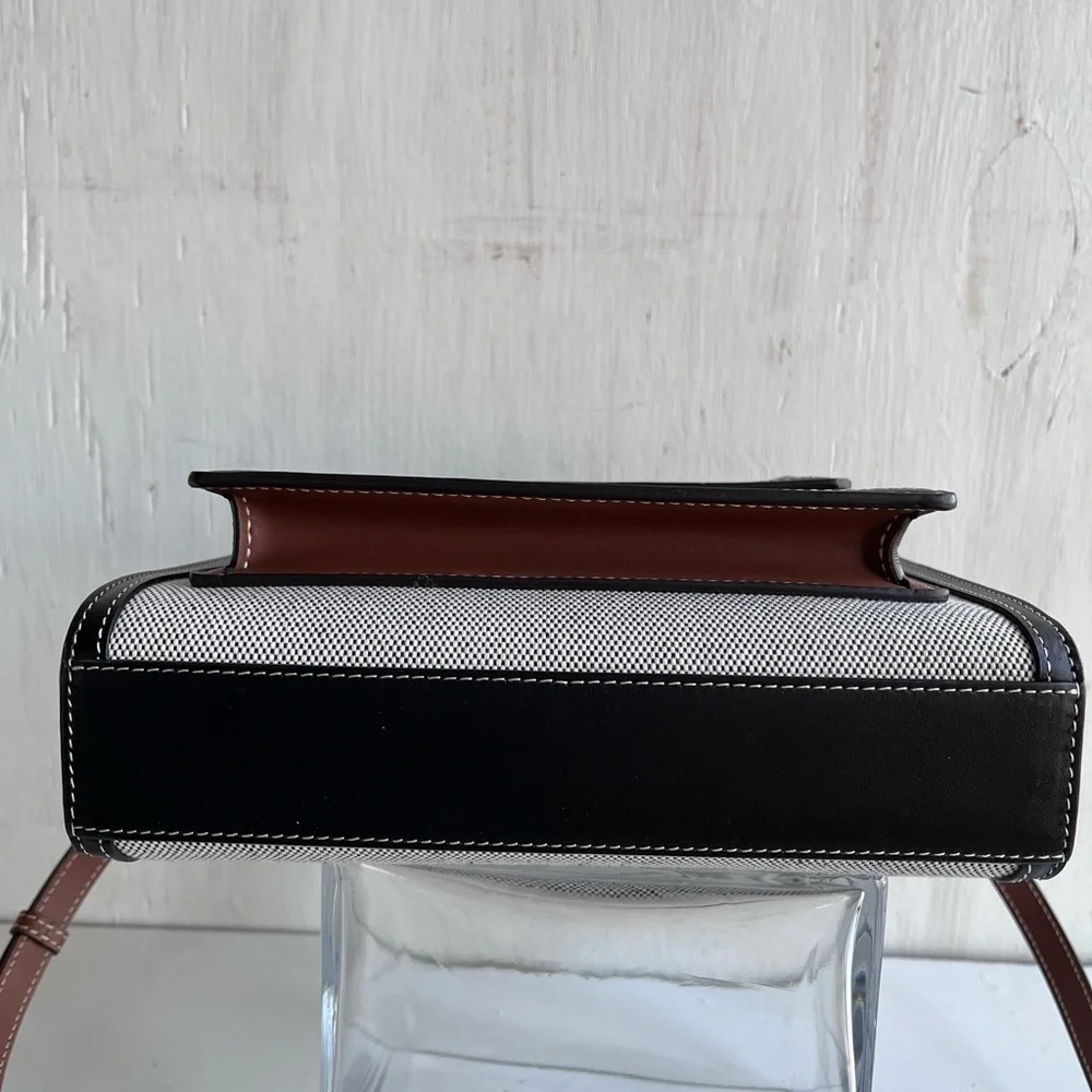 BURBERRY Horseferry Logo Canvas and Leather Pocket Bag